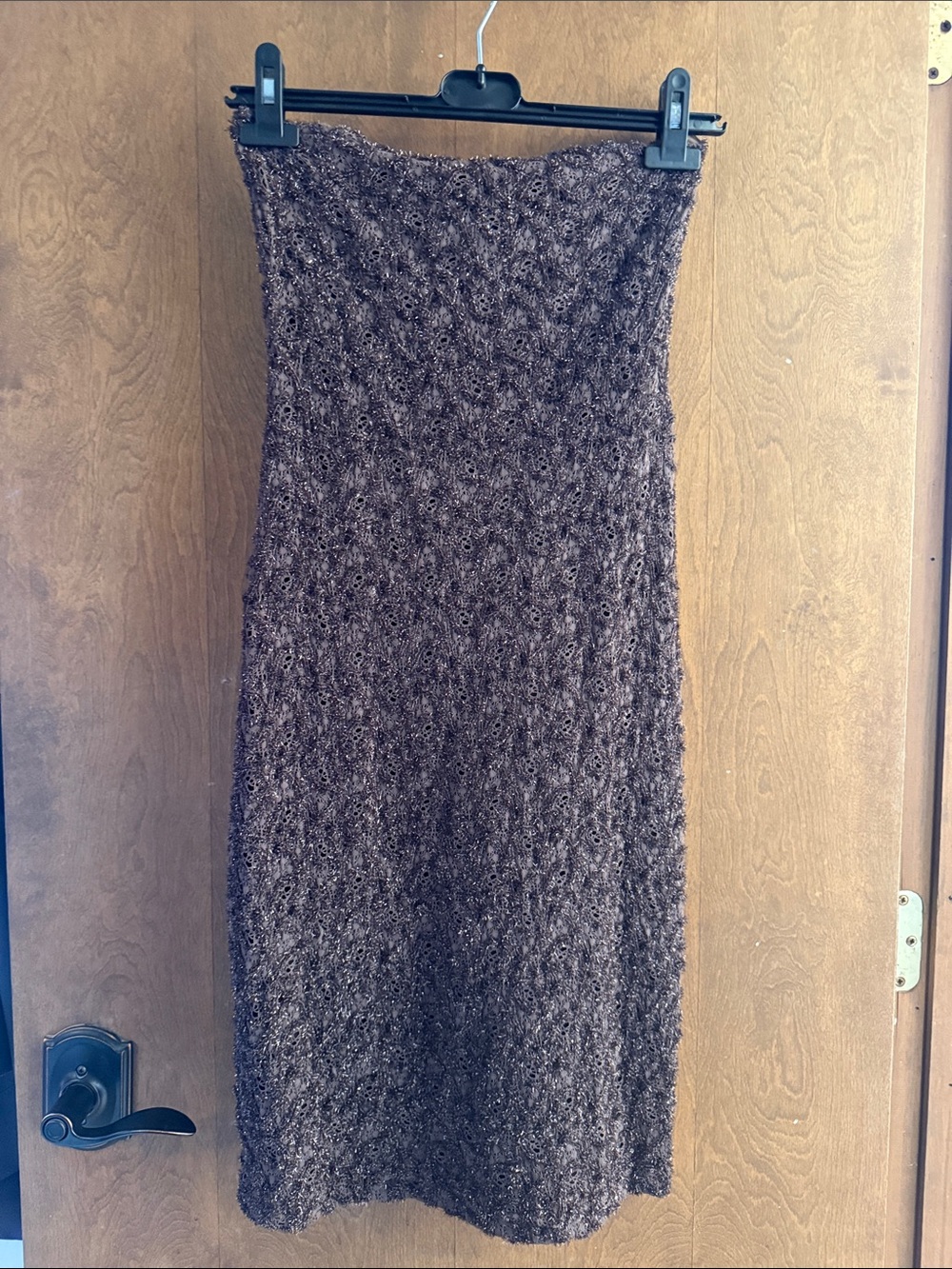 Brown Strapless Knit Mini cocktail Dress